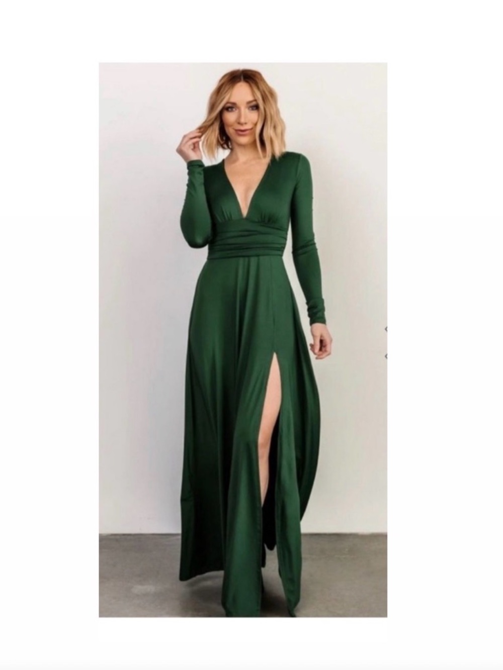NEW WITH TAGS Baltic Born Deep Green Long Sleeve V-Neck Maxi Dress